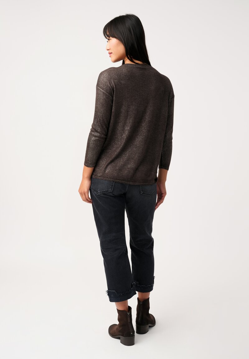 Avant Toi Cashmere & Silk Maglia Barchetta Sweater in Nero & Fuoco Red