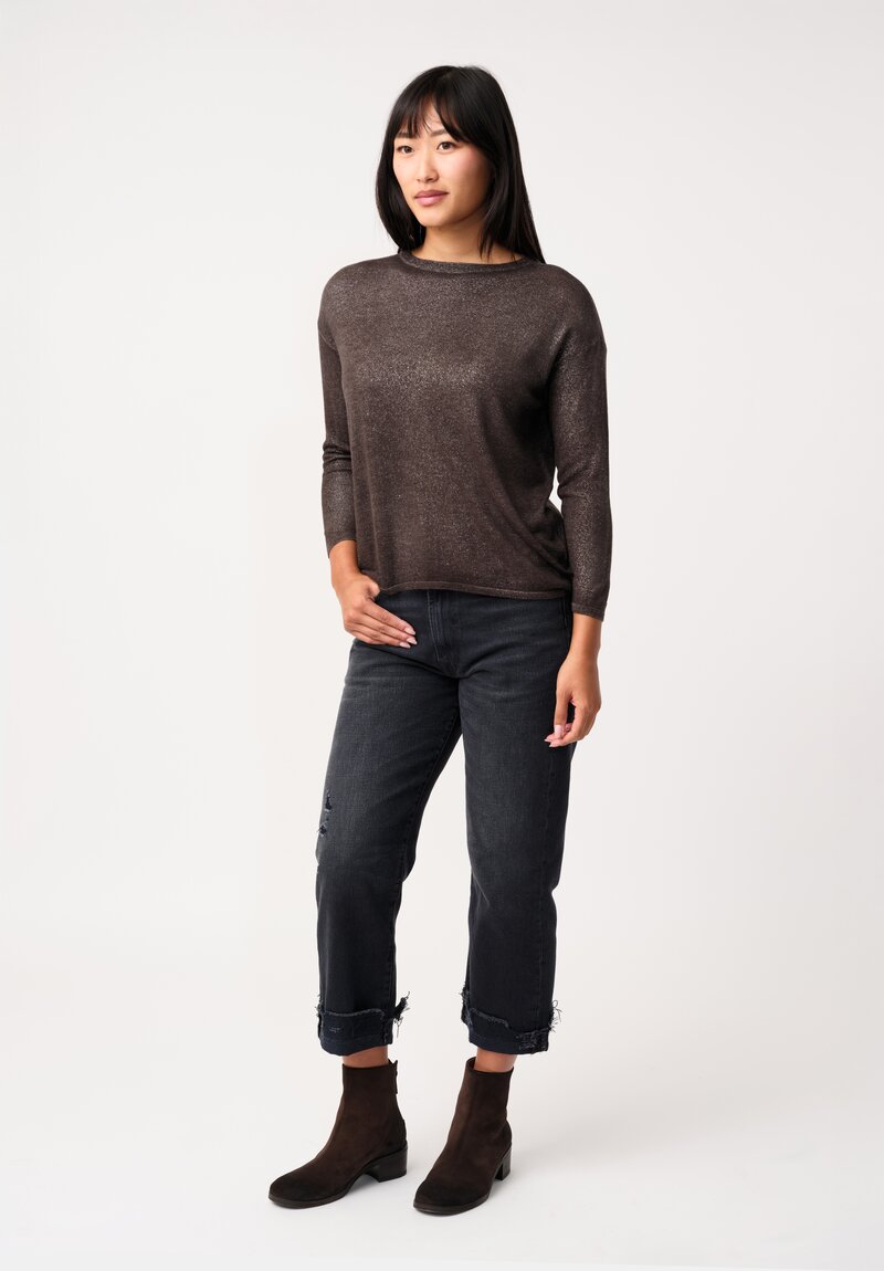 Avant Toi Cashmere & Silk Maglia Barchetta Sweater in Nero & Fuoco Red