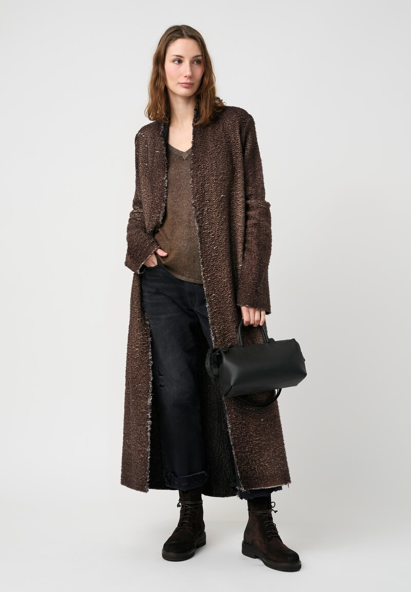 Avant Toi Cashmere & Silk V-Neck Maglia Sweater in Stardust Nero & Sughero Brown