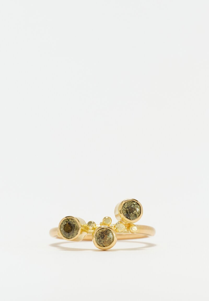 Greig Porter 18K Round Cut Sphene Trio Ring 8.5