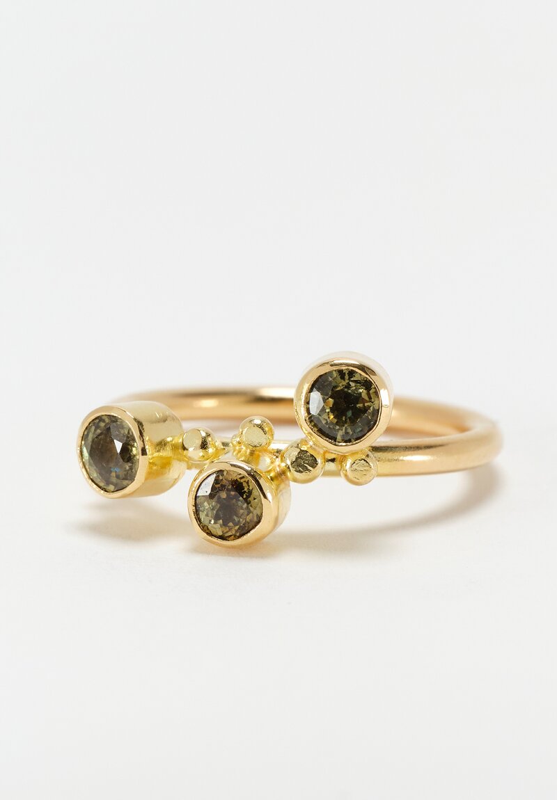 Greig Porter 18K Round Cut Sphene Trio Ring 8.5