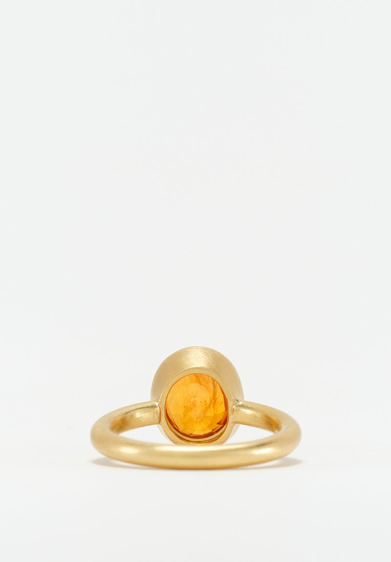 Greig Porter 18K Oval Cut Orange Sapphire Ring 7.25