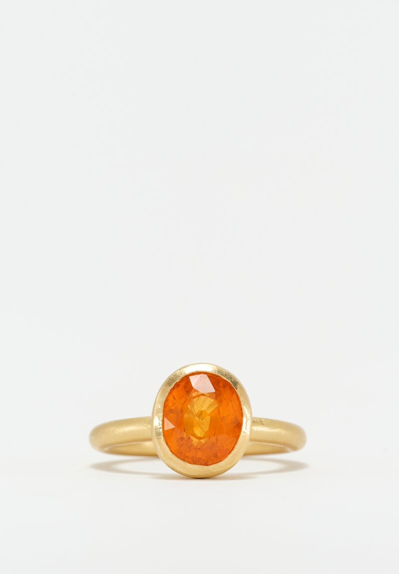 Greig Porter 18K Oval Cut Orange Sapphire Ring 7.25