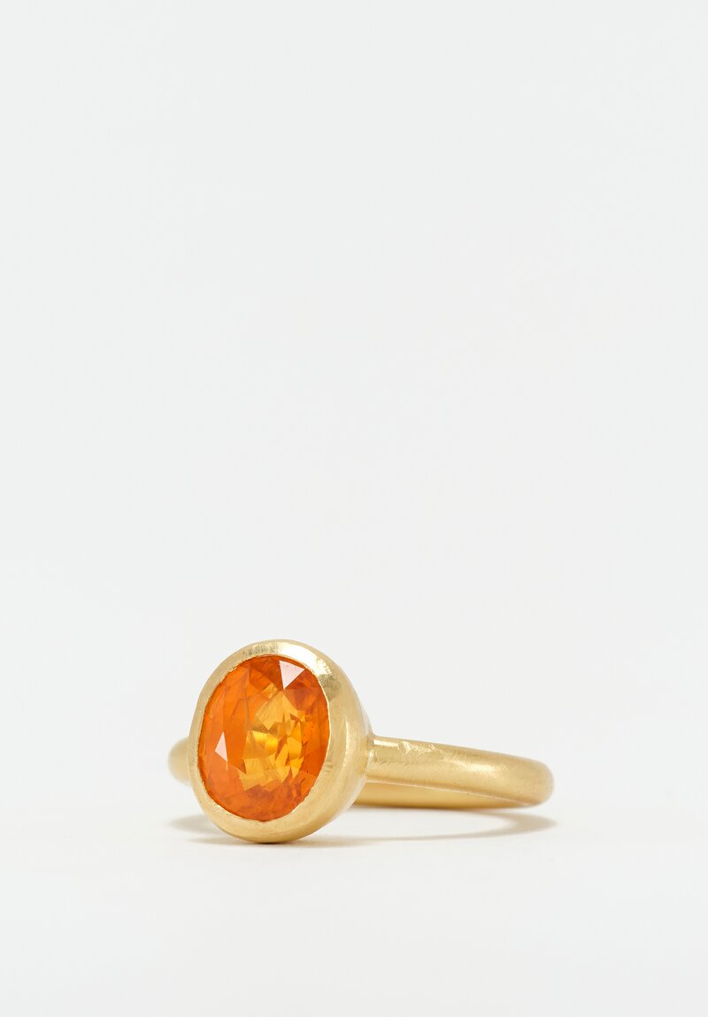 Greig Porter 18K Oval Cut Orange Sapphire Ring 7.25