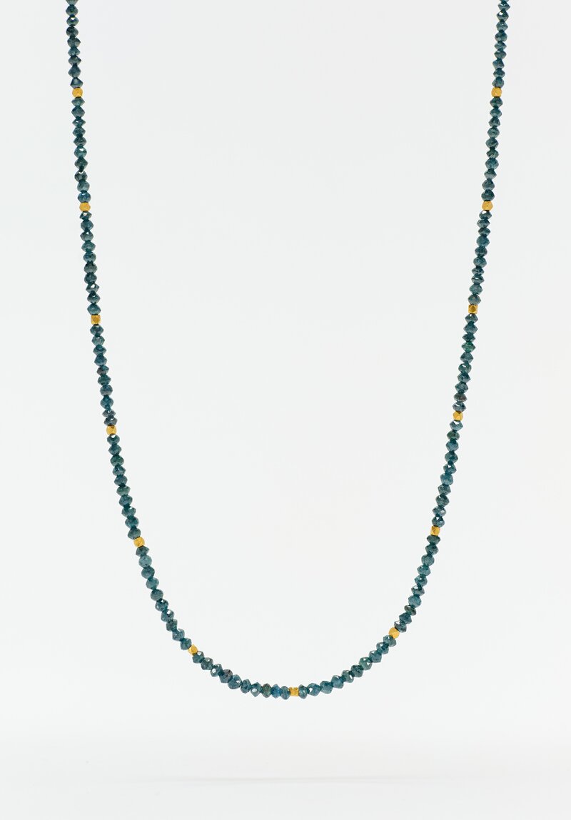 Greig Porter 18K Faceted Rounds & Teal Diamond Beaded Necklace 18"