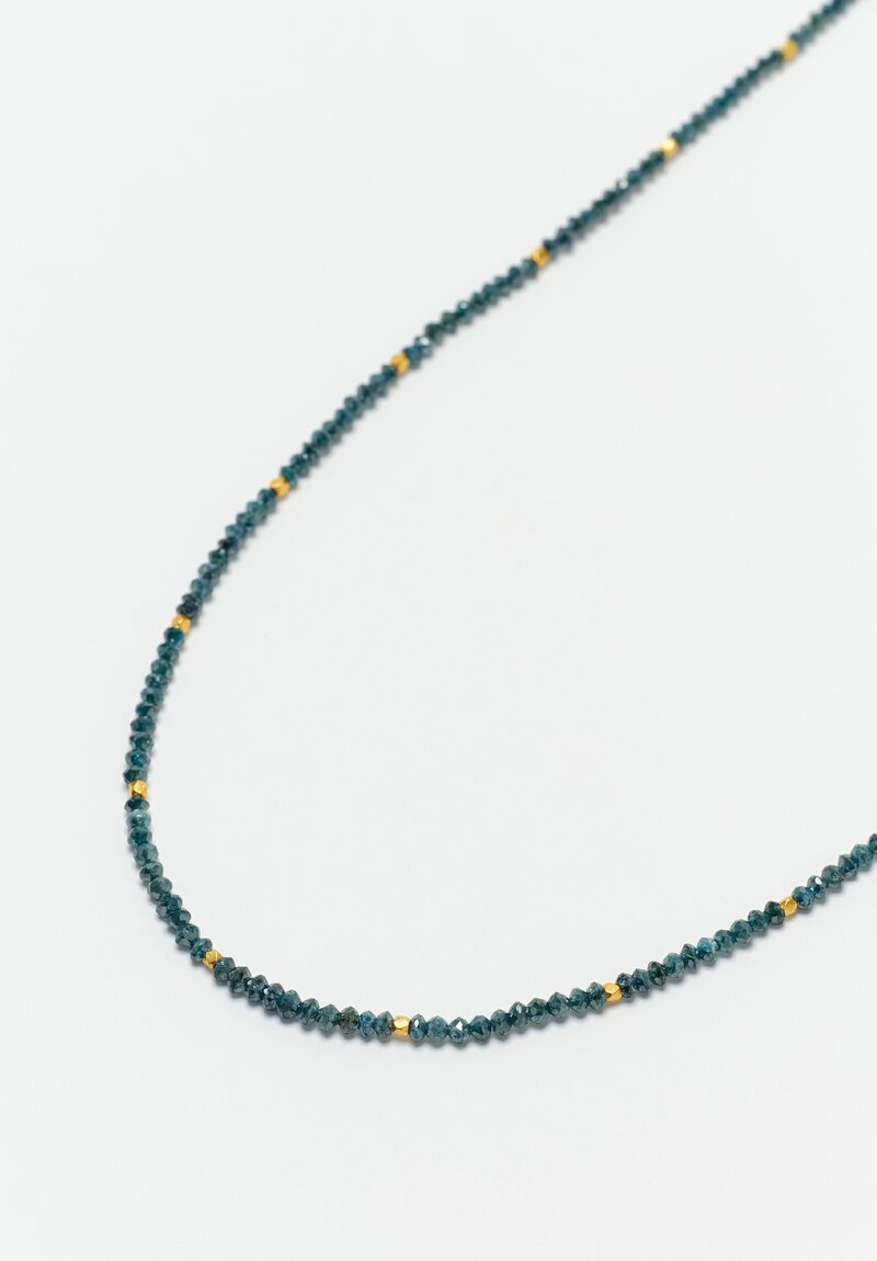 Greig Porter 18K Faceted Rounds & Teal Diamond Beaded Necklace 18"