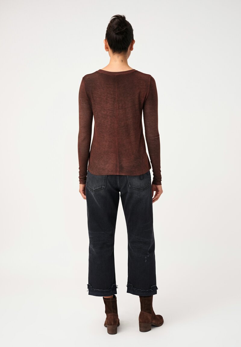 Avant Toi Ribbed Costina Top in Nero & Brownie Brown