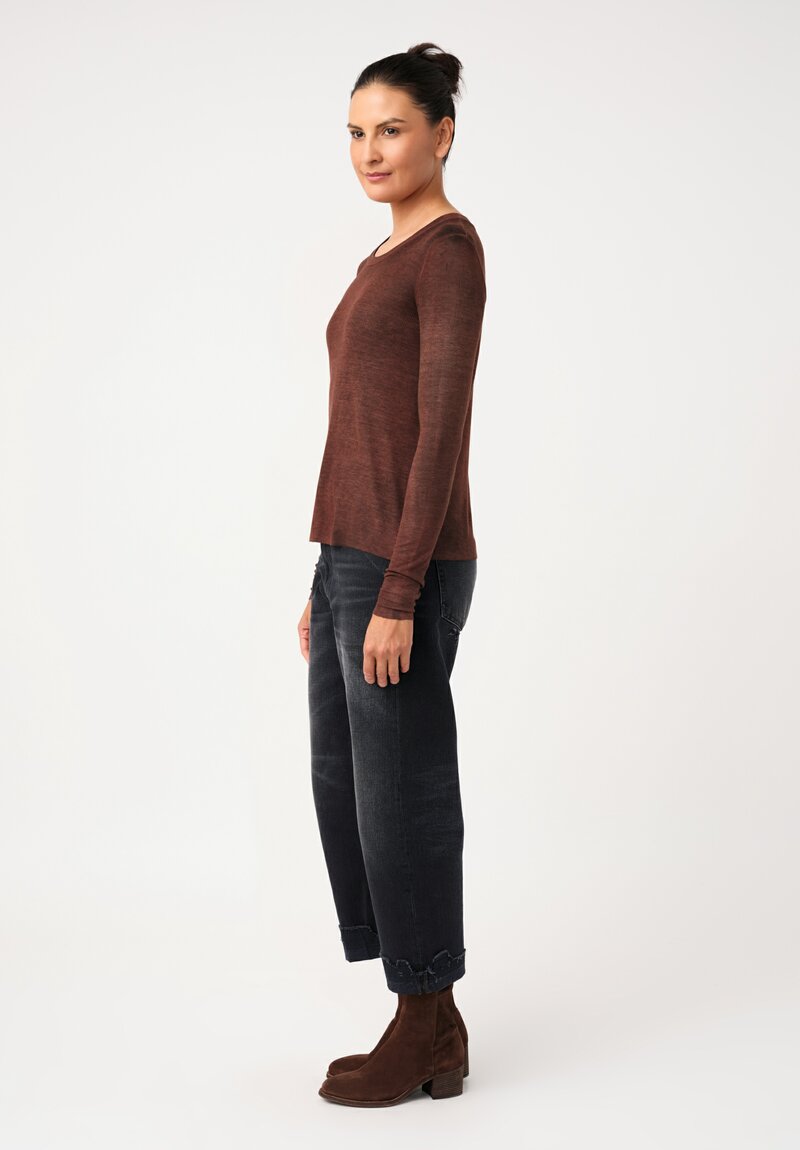 Avant Toi Ribbed Costina Top in Nero & Brownie Brown