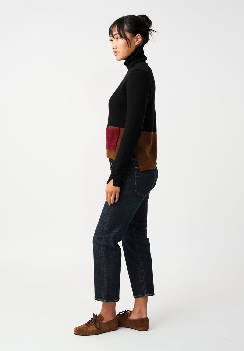 Plan C Knit Cashmere Blend Color Block Turtleneck