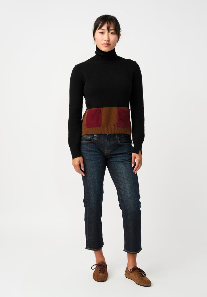 Plan C Knit Cashmere Blend Color Block Turtleneck