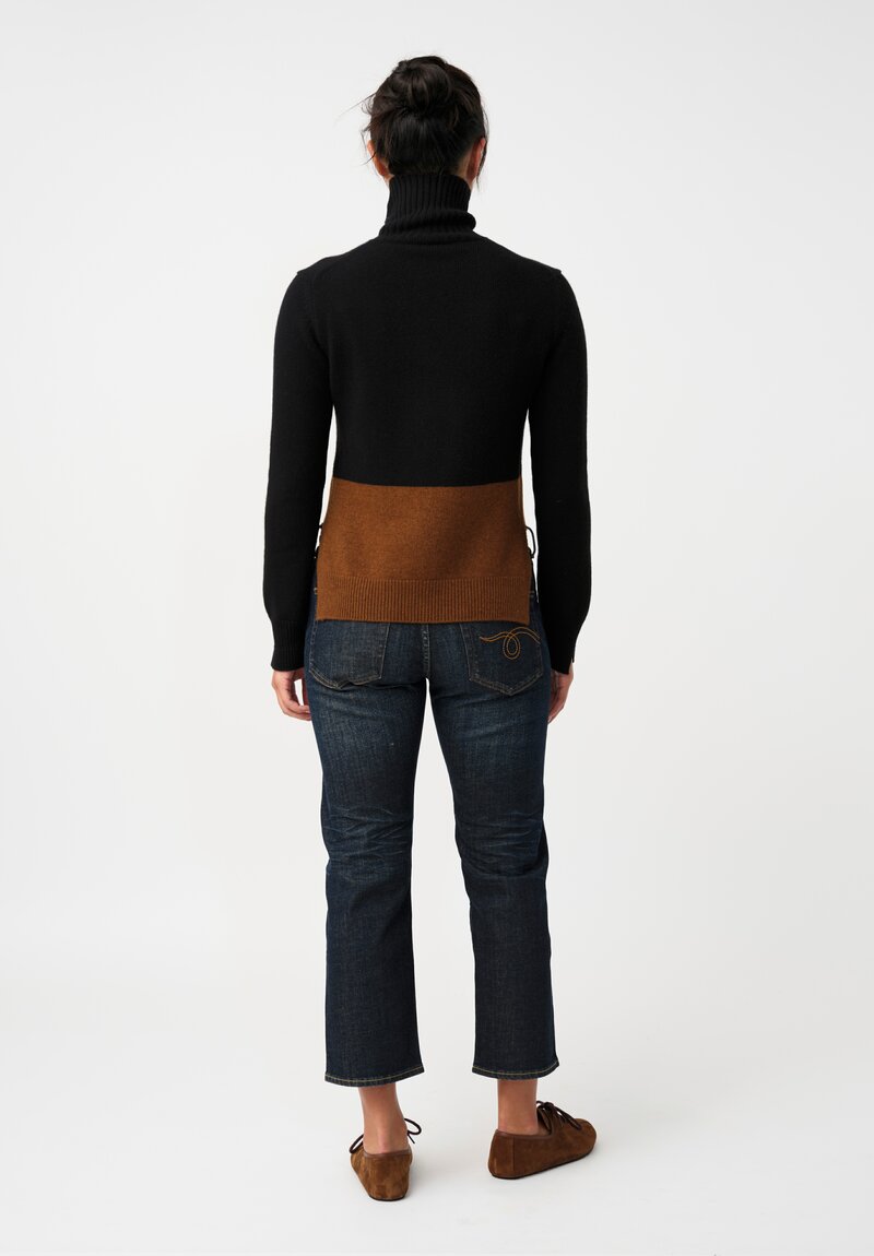 Plan C Knit Cashmere Blend Color Block Turtleneck