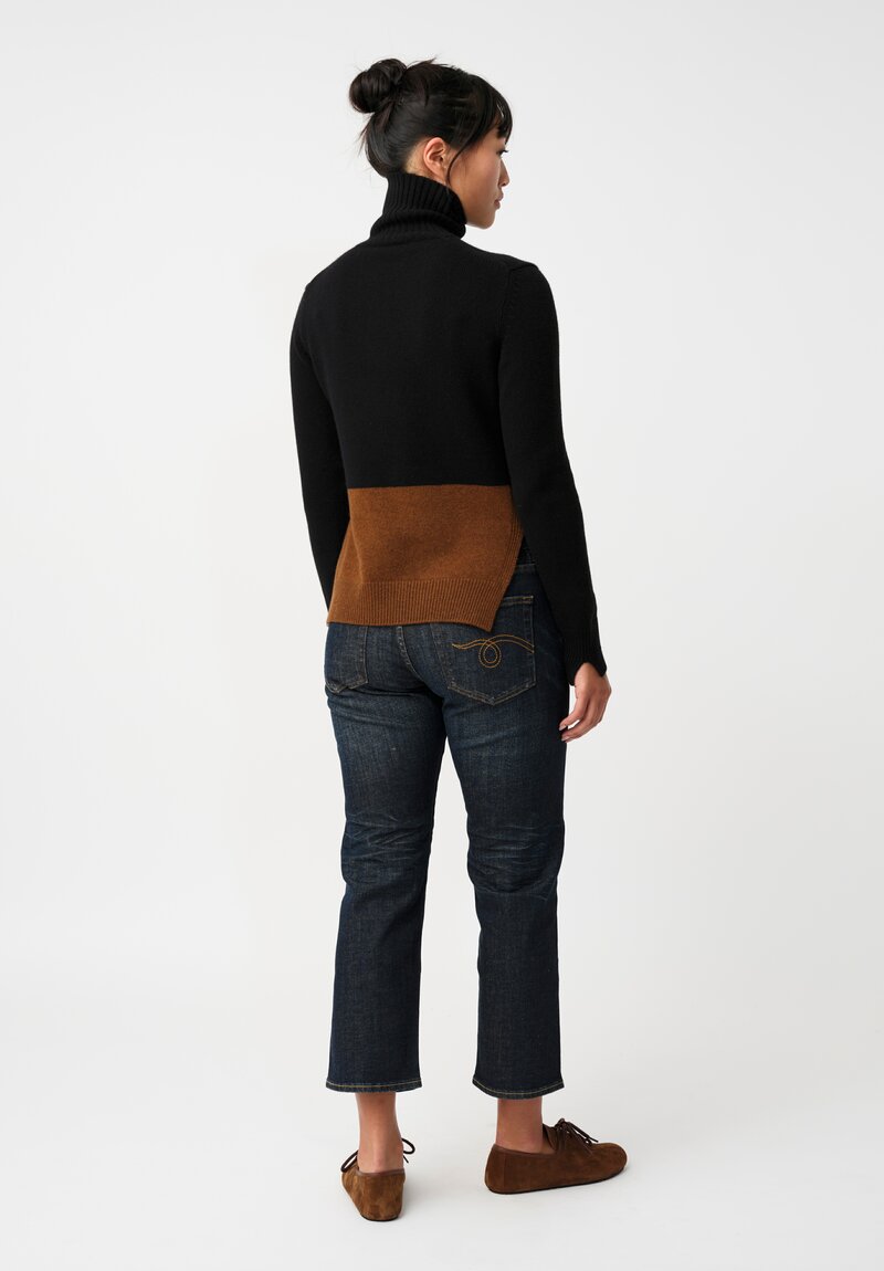 Plan C Knit Cashmere Blend Color Block Turtleneck