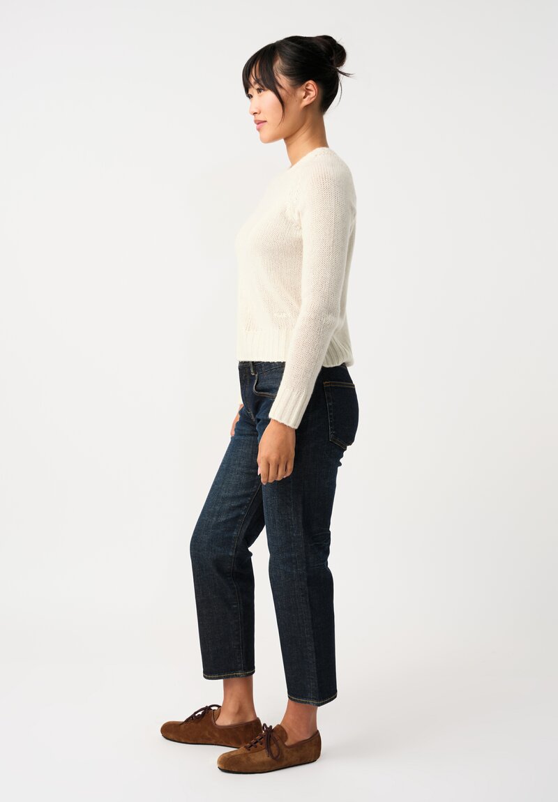Plan C Knit Cashmere Crewneck Sweater in White Vanilla
