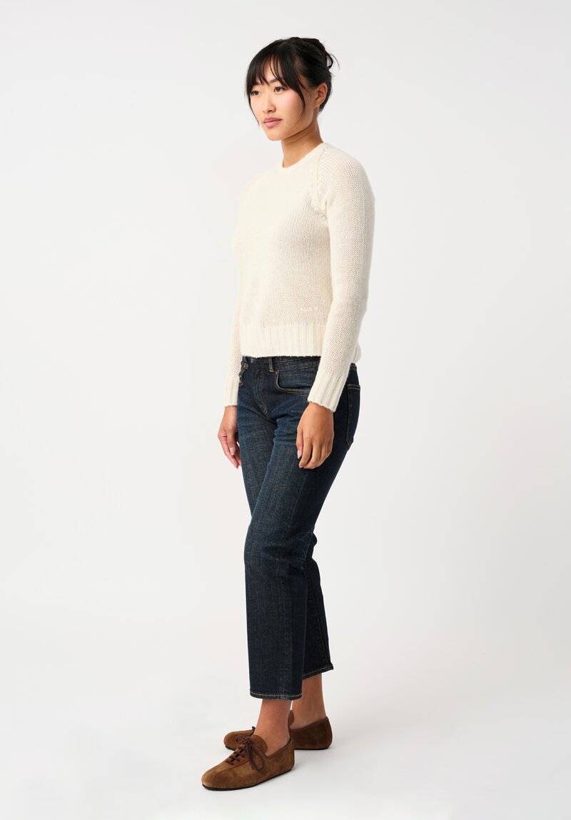 Plan C Knit Cashmere Crewneck Sweater in White Vanilla