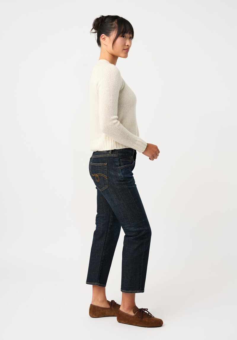 Plan C Knit Cashmere Crewneck Sweater in White Vanilla