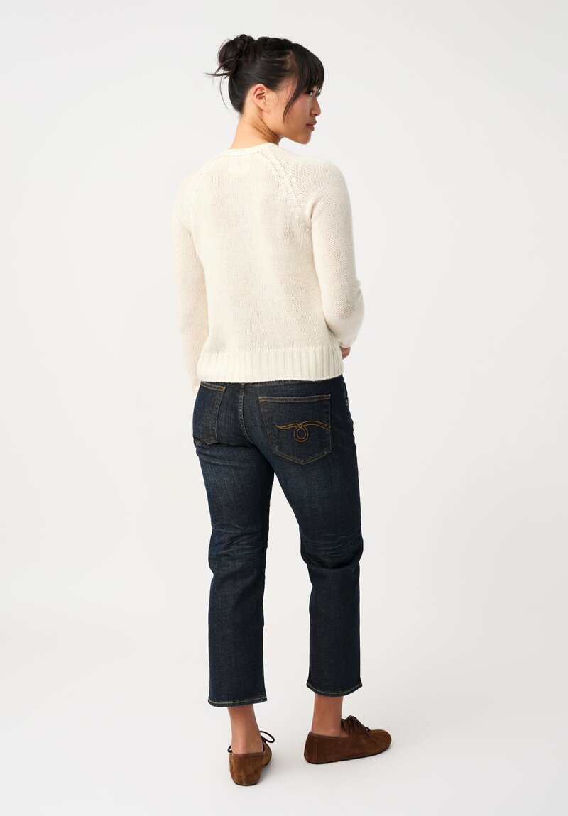 Plan C Knit Cashmere Crewneck Sweater in White Vanilla