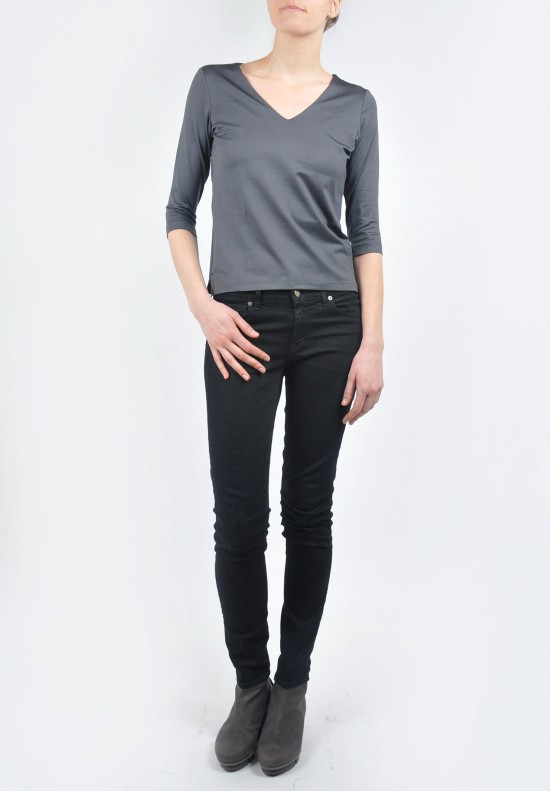 A'Nue Line V Neck Top in Smoke