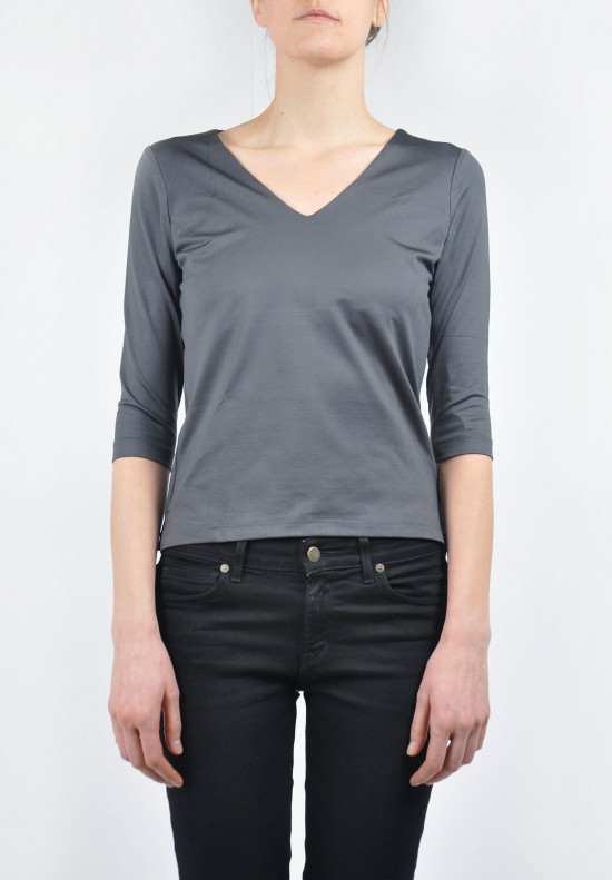 A'Nue Line V Neck Top in Smoke