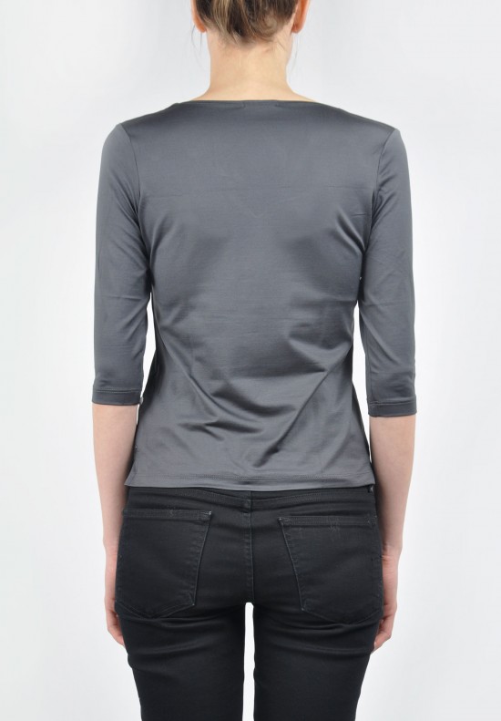 A'Nue Line V Neck Top in Smoke
