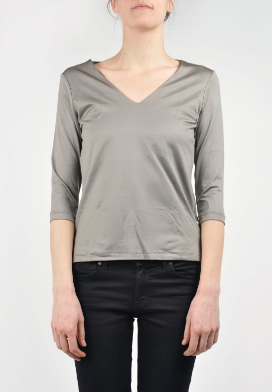 A'Nue Line V Neck Top in Slate