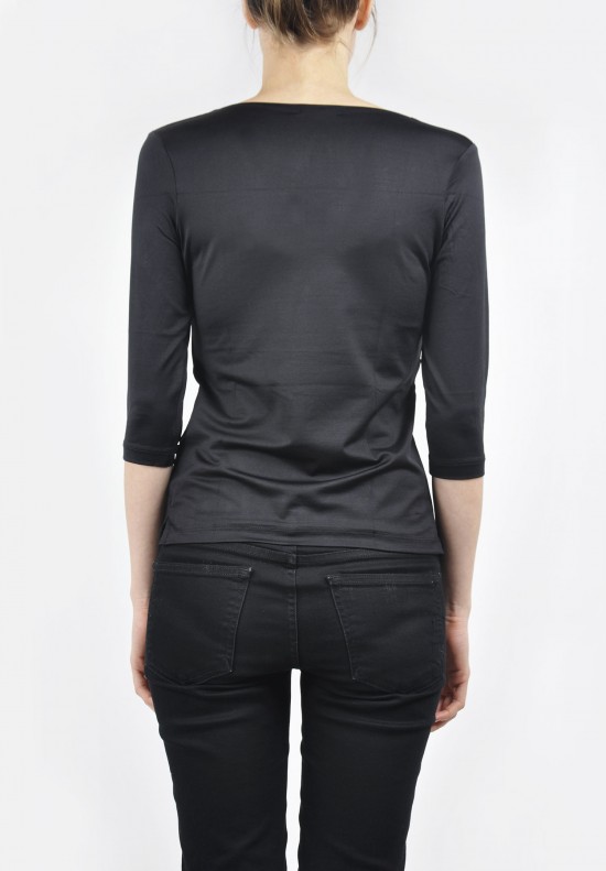 A'Nue Line V Neck Top in Black