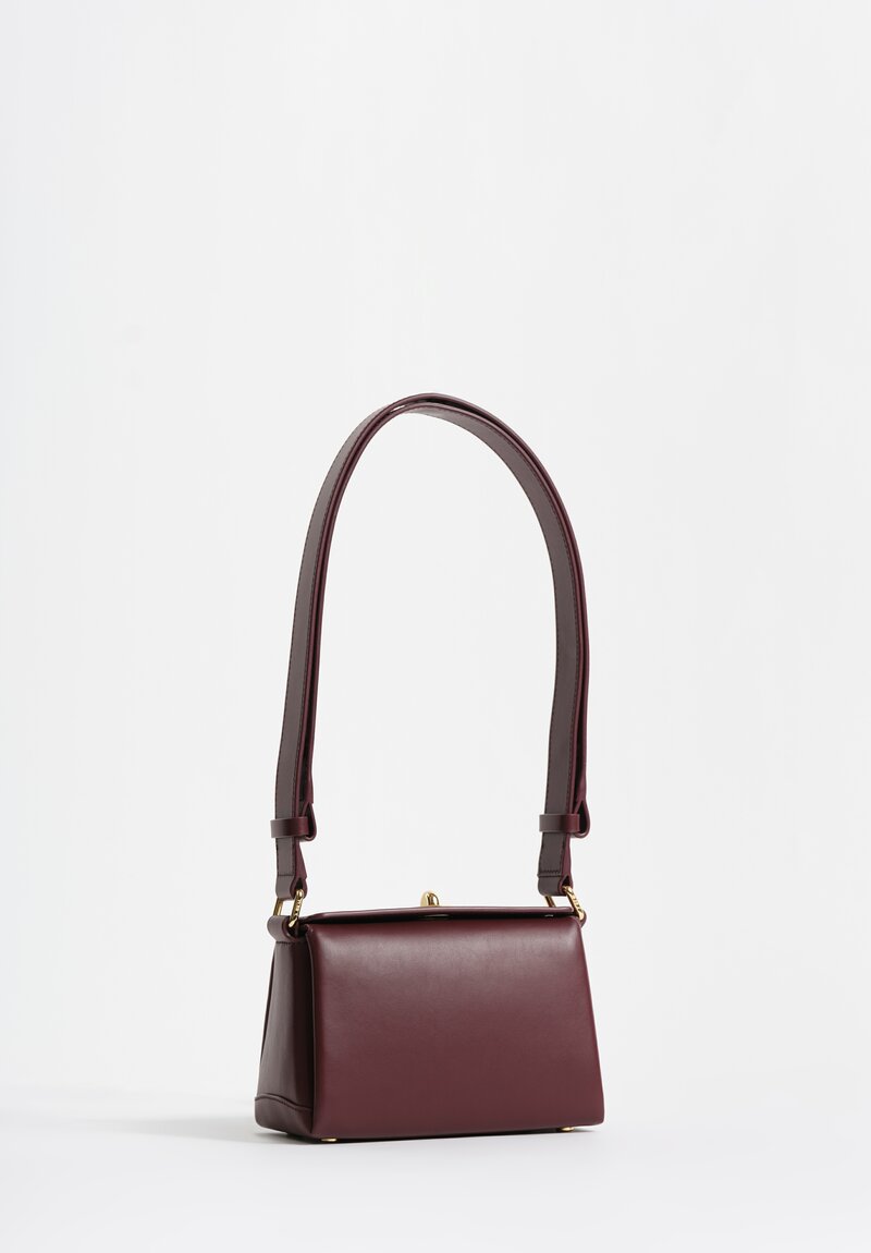 Plan C Calf Leather Petite Folded Shoulder Bag Garnet Red