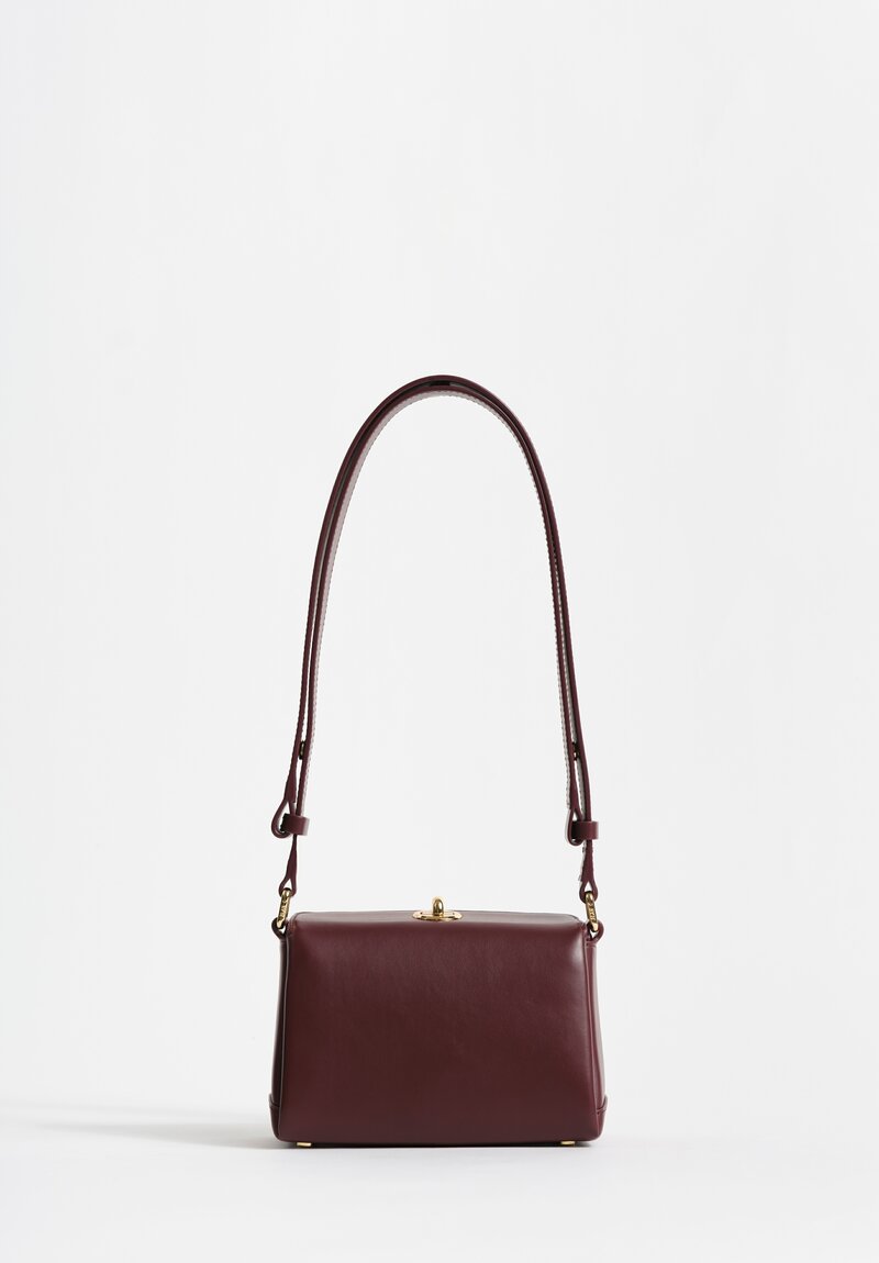 Plan C Calf Leather Petite Folded Shoulder Bag Garnet Red