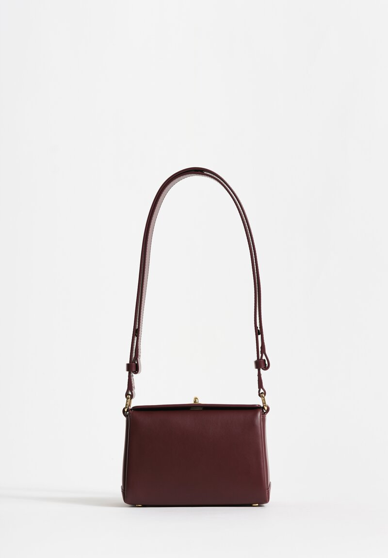 Plan C Calf Leather Petite Folded Shoulder Bag Garnet Red