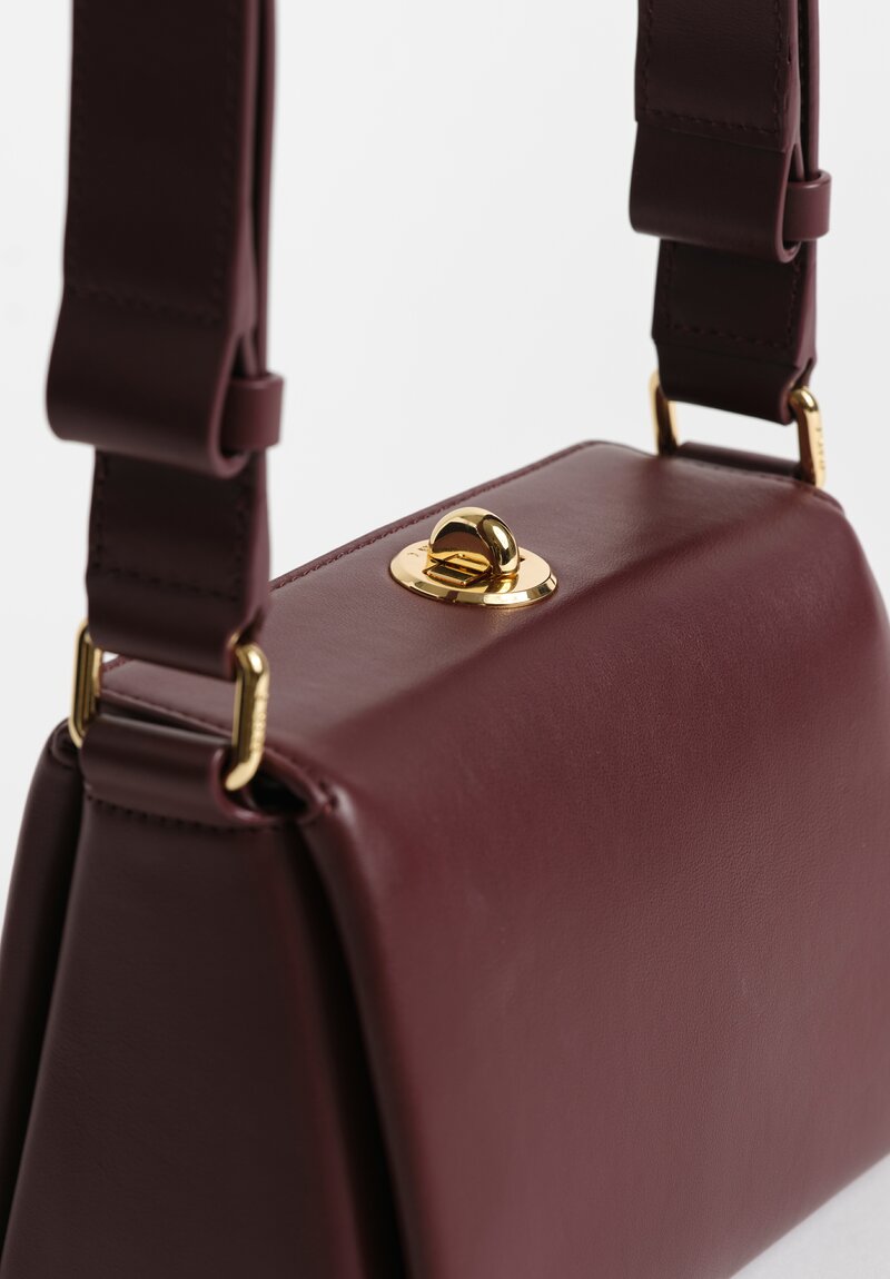 Plan C Calf Leather Petite Folded Shoulder Bag Garnet Red