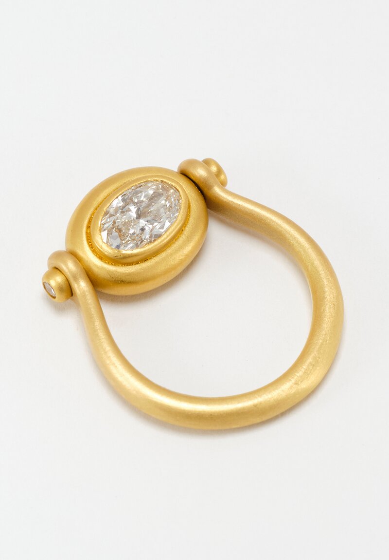 Denise Betesh 20K & 22K Brilliant White Oval Diamond Trio Swivel Ring 5.75