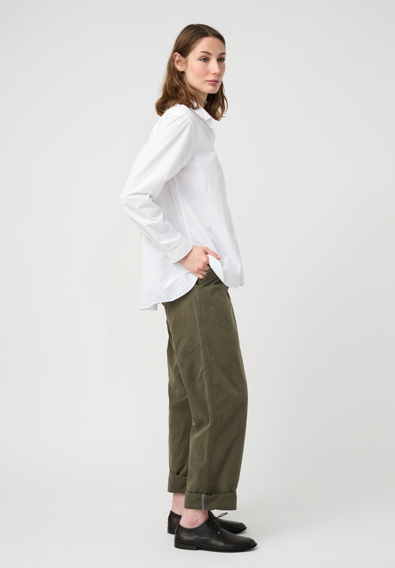 Bergfabel Cotton Blend Maria Pants in Khaki Green