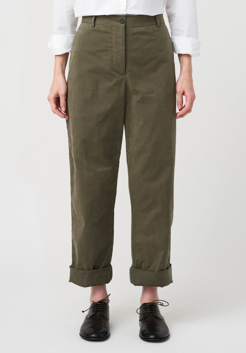 Bergfabel Cotton Blend Maria Pants in Khaki Green
