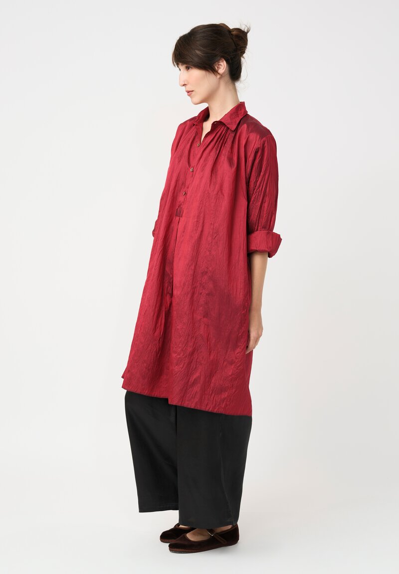 Christian Peau Silk Pop-Over Tunic in Cherry Red