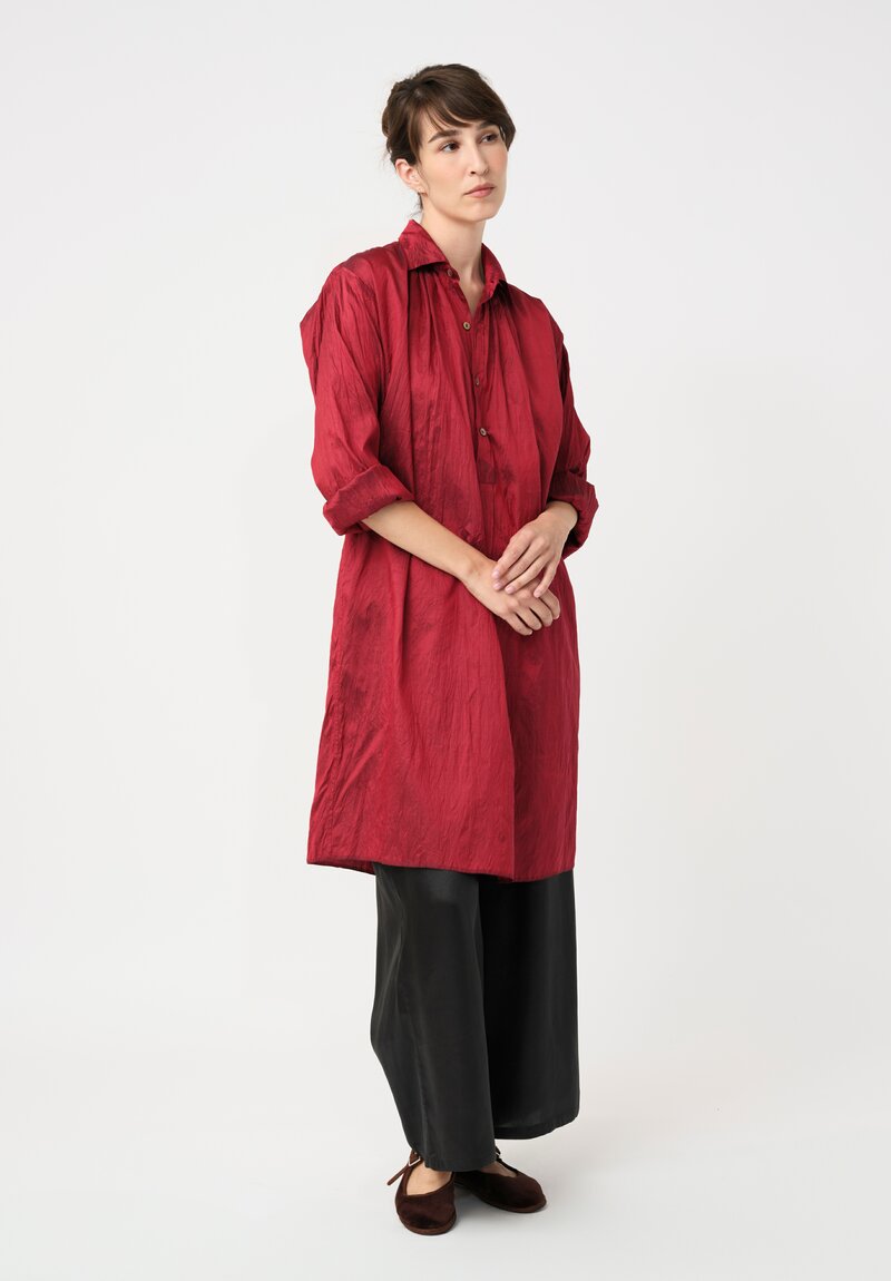 Christian Peau Silk Pop-Over Tunic in Cherry Red