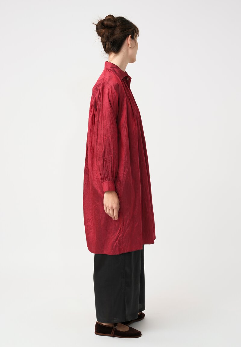 Christian Peau Silk Pop-Over Tunic in Cherry Red