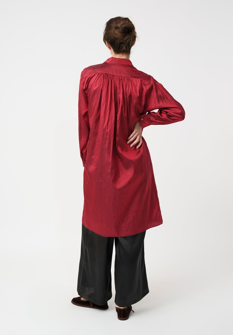Christian Peau Silk Pop-Over Tunic in Cherry Red