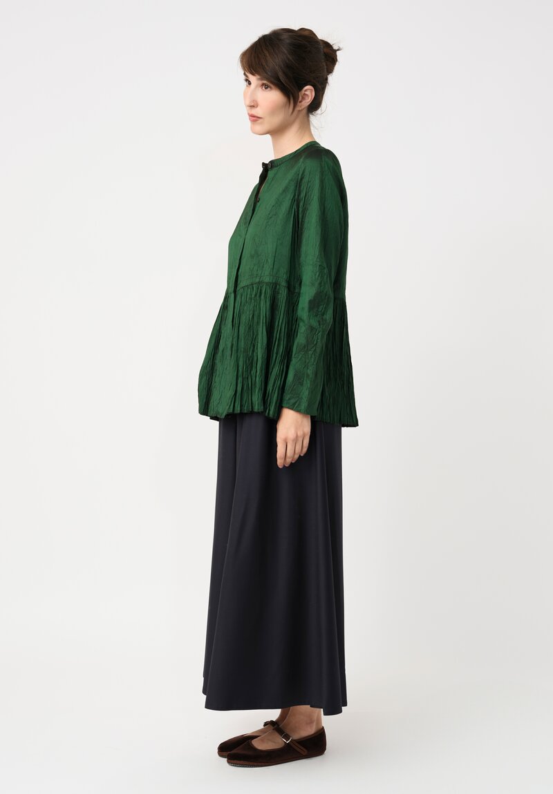 Christian Peau Silk Peplum Top in Emerald Green