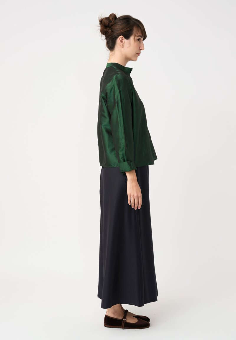 Christian Peau Silk Button-Down Top in Emerald Green