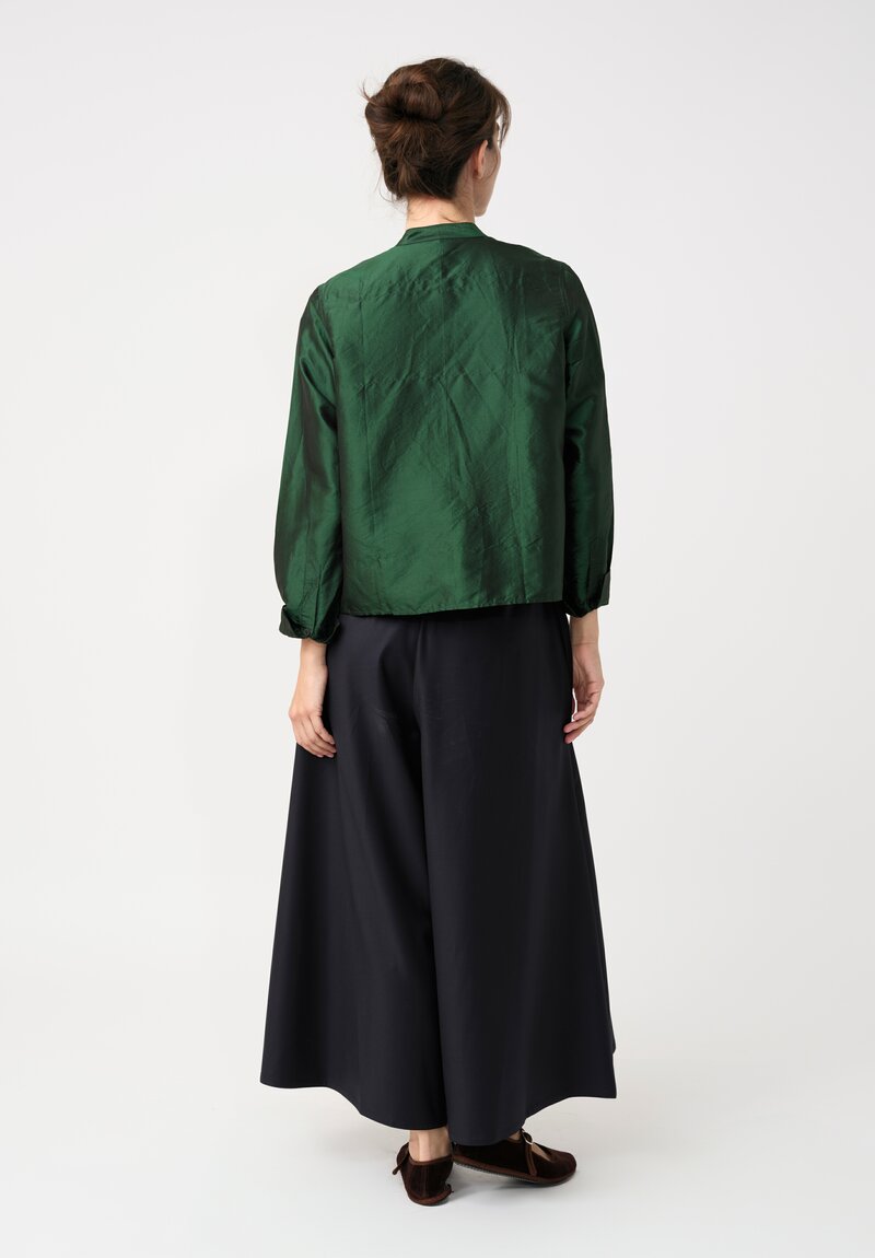 Christian Peau Silk Button-Down Top in Emerald Green