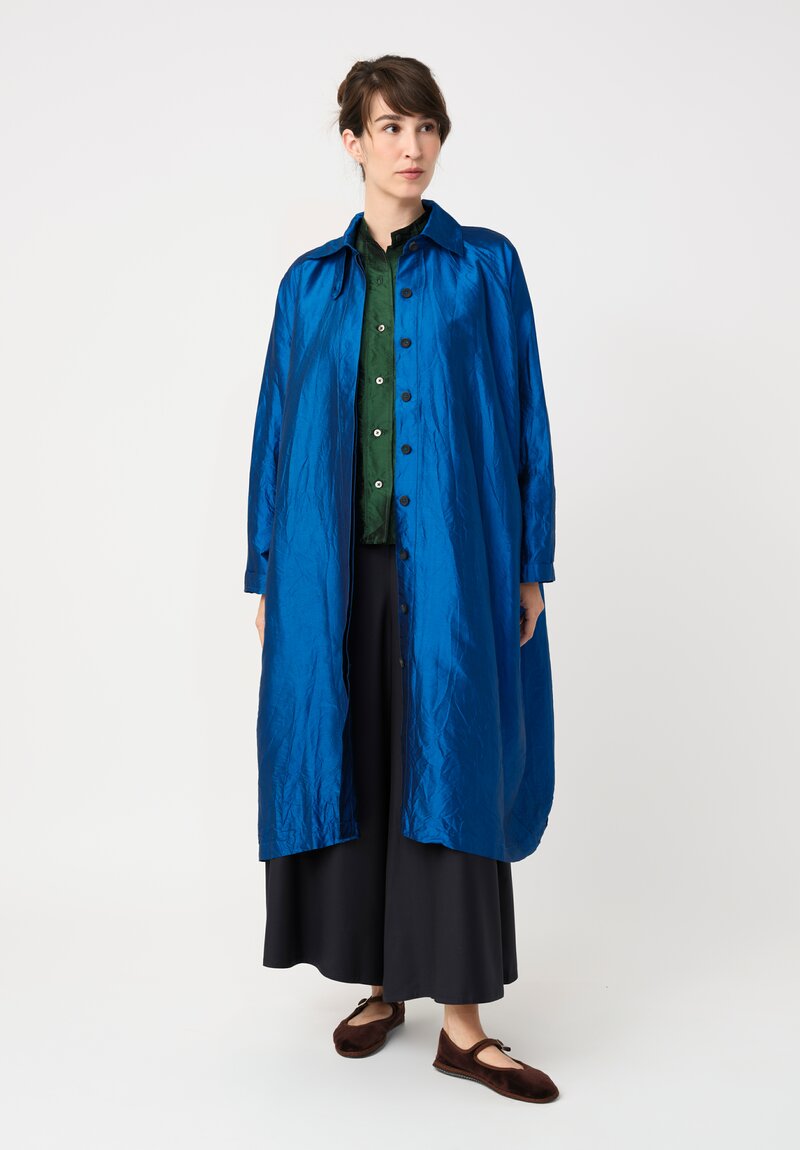 Christian Peau Silk Button-Down Top in Emerald Green