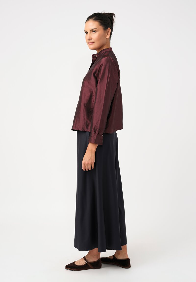 Christian Peau Silk Button-Down Top in Plum Red