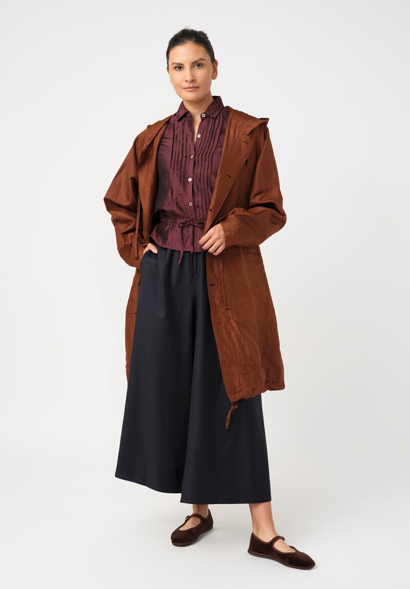 Christian Peau SFDG Exclusive Silk Pintuck Pleated Top in Plum Red