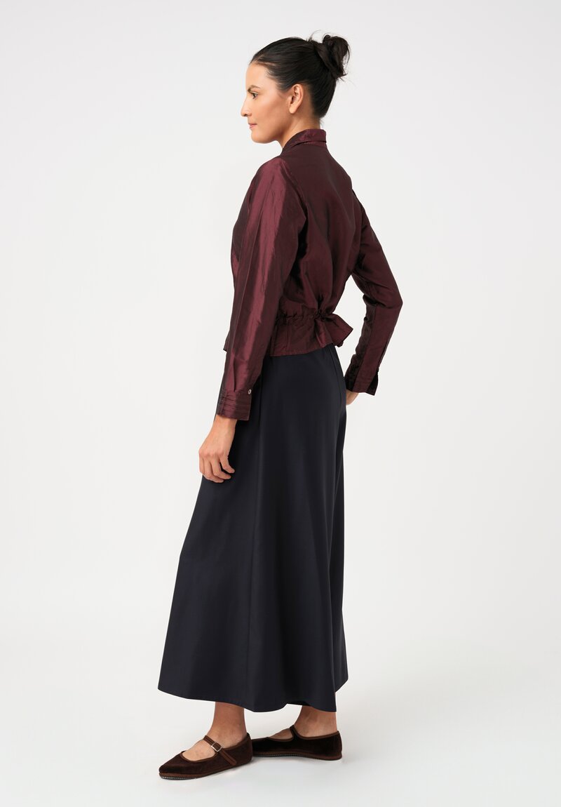 Christian Peau SFDG Exclusive Silk Pintuck Pleated Top in Plum Red