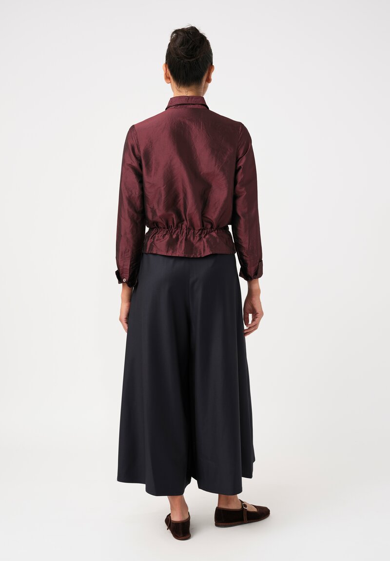 Christian Peau SFDG Exclusive Silk Pintuck Pleated Top in Plum Red