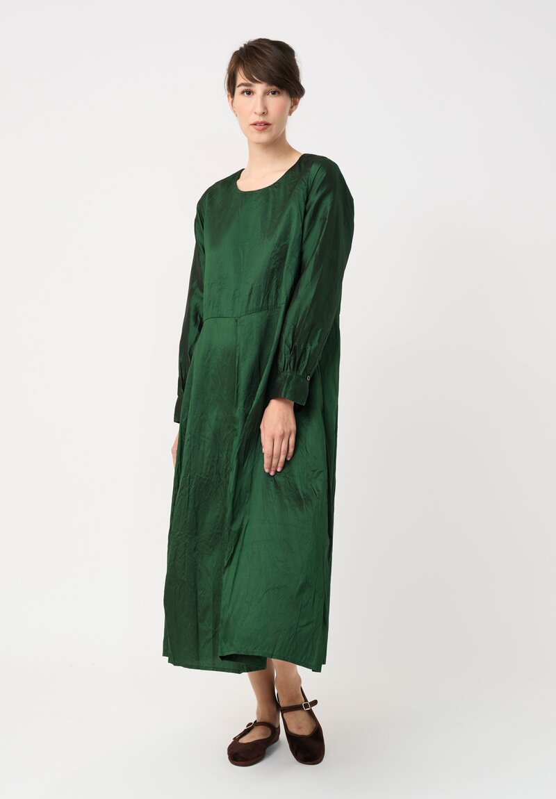 Christian Peau Silk Pullover Dress in Emerald Green