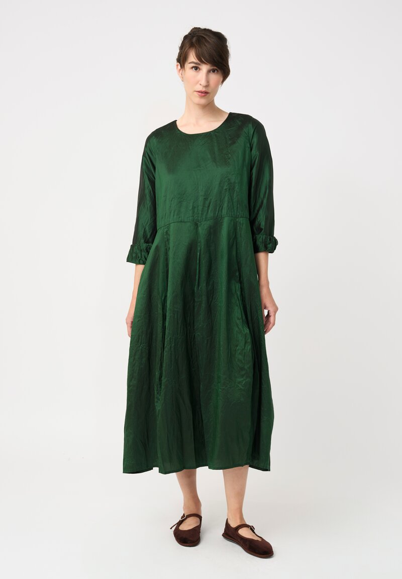 Christian Peau Silk Pullover Dress in Emerald Green