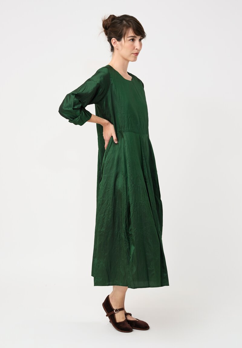 Christian Peau Silk Pullover Dress in Emerald Green