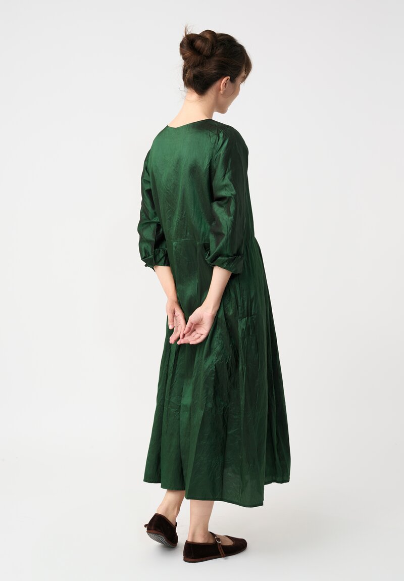 Christian Peau Silk Pullover Dress in Emerald Green
