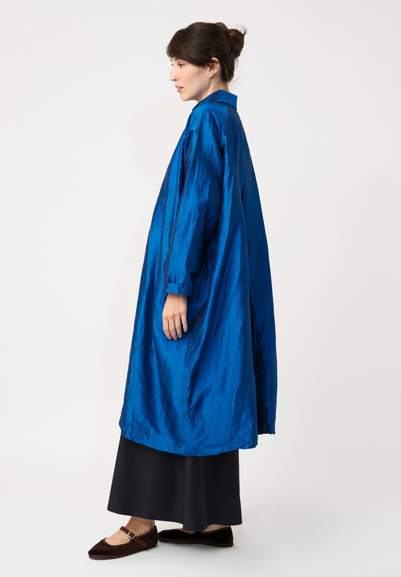 Christian Peau Silk A-Line Coat in Ocean Blue