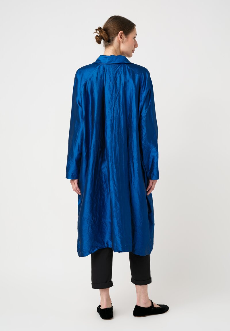 Christian Peau Silk A-Line Coat in Ocean Blue